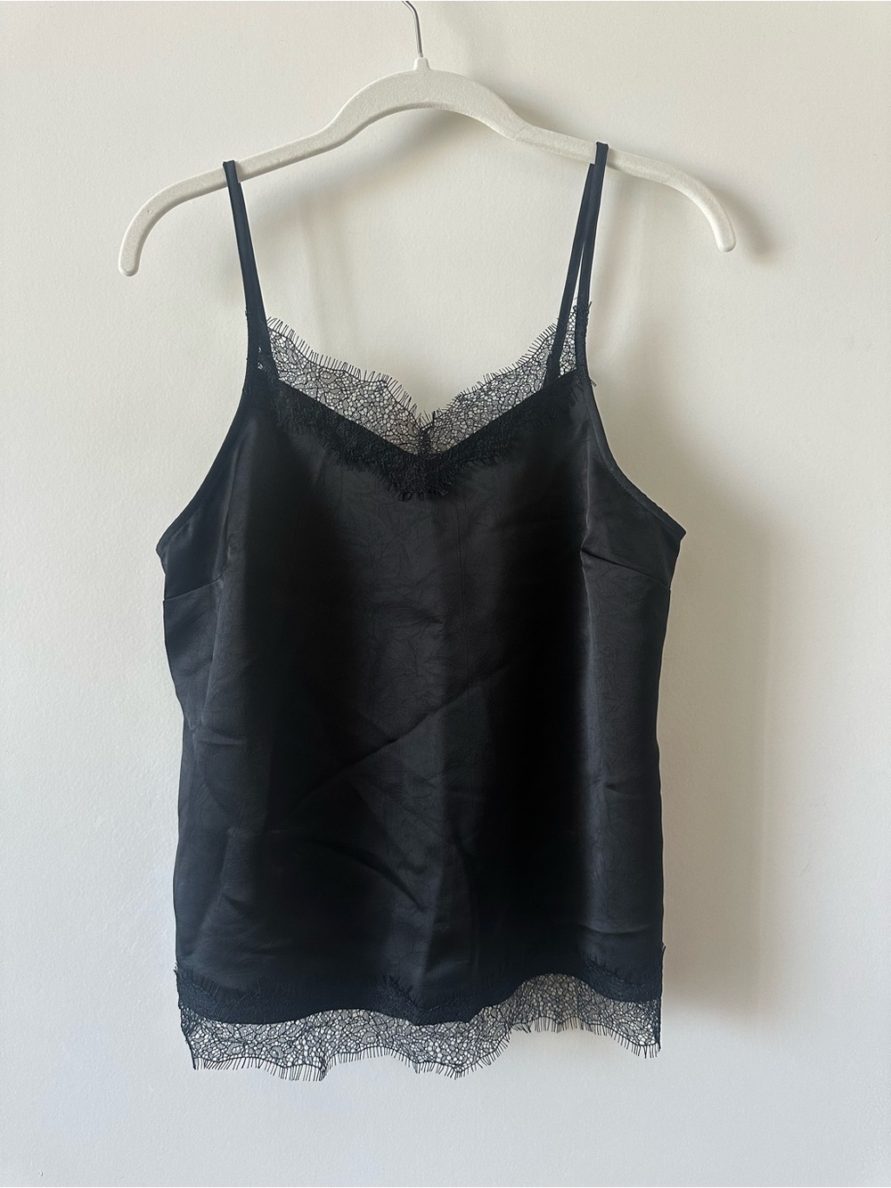 LOFT Black Lace-Trim Cami Top